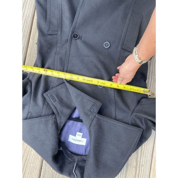 Calvin Klein Cashmere Wool Black Pea Coat Jacket EUC- Size 6, MSRP $300 - Picture 5 of 12